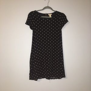 black and white polka dot t shirt dress